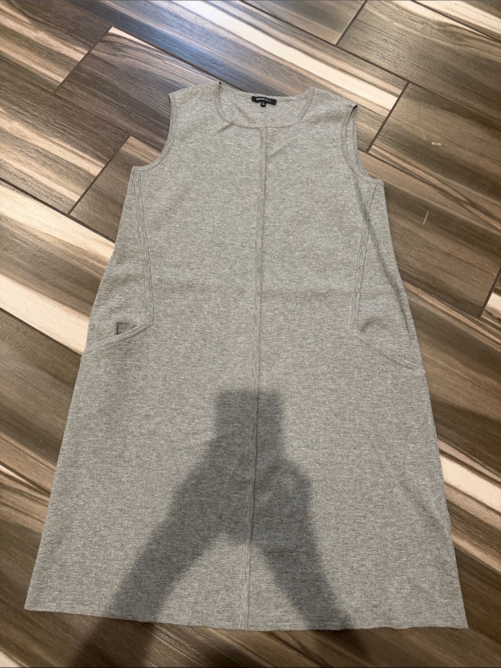 Lafayette 148 New York Light Grey Sleeveless Midi Shift Dress